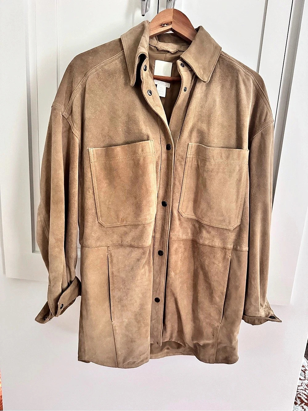 H&M Suede Field Shirt Jacket in Brown Size Small EUC